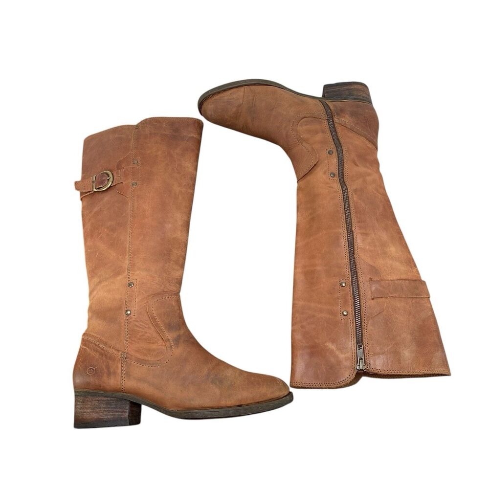 BORN Mercado Knee High Boot Women's Sz 9.5M Brown Leather Buckle - Picture 6 of 8